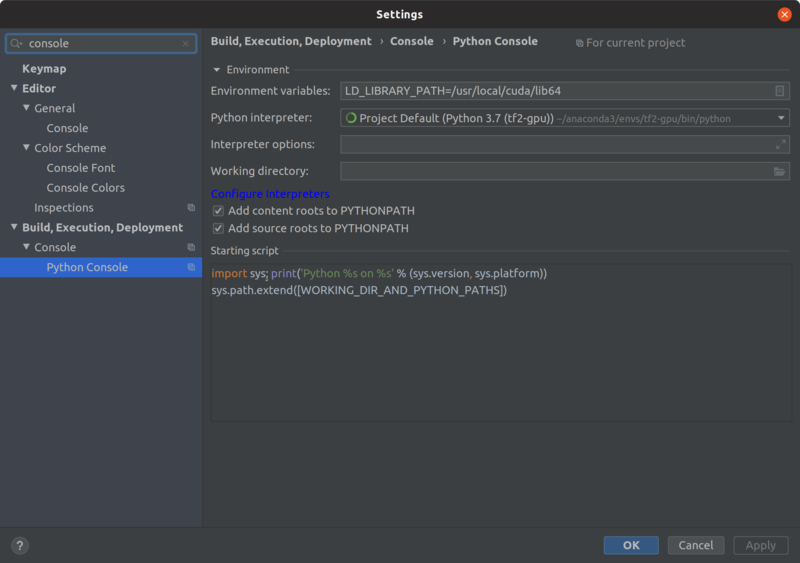 File:Pycharm LD LIBRARY PATH console config.png